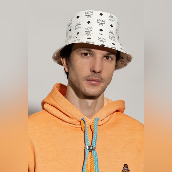 MCM White Visetos Monogram Logo Bucket Hat NWT - Picture 4 of 10